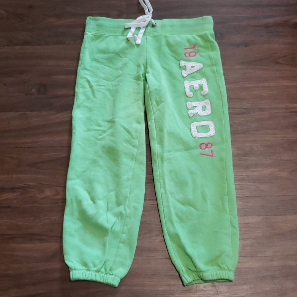 🌻 Aeropostale joggers lounge pants lime green xs